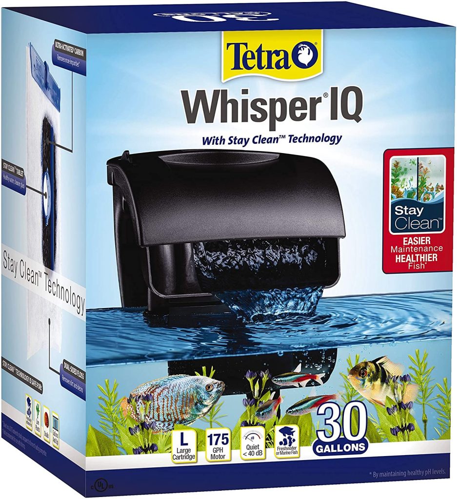 Tetra Whisper IQ Power Filter 30 Gallons, 175 GPH, with Stay Clean Technology